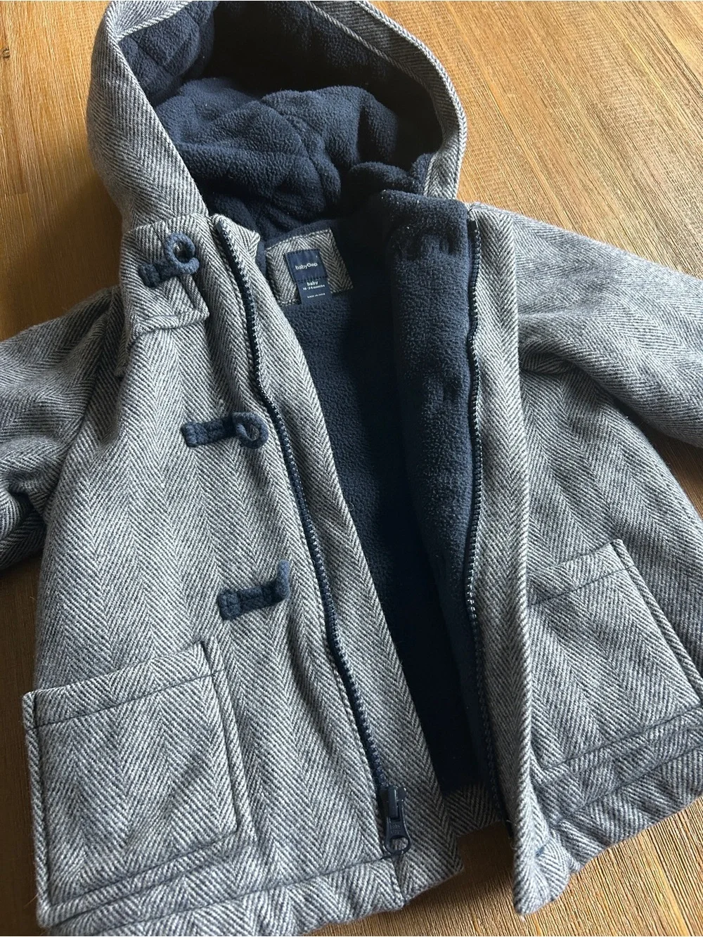 Baby Gap Herringbone Wool Toggle Coat, 18-24M, EUC